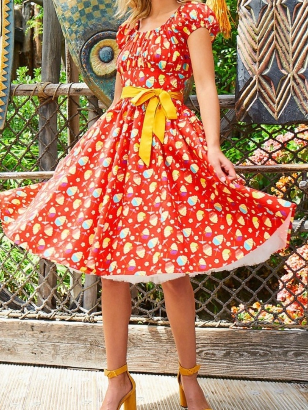 Disney Parks Pineapple Swirl Dole Whip Dress from The Dress Shop Women's Small